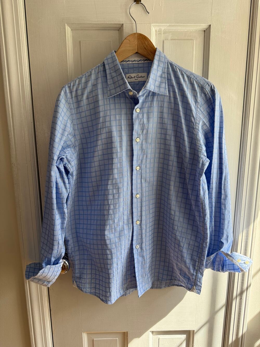 Robert Graham Blue Sport Shirt - Contrast Flip Cuffs - Men's Medium - EUC